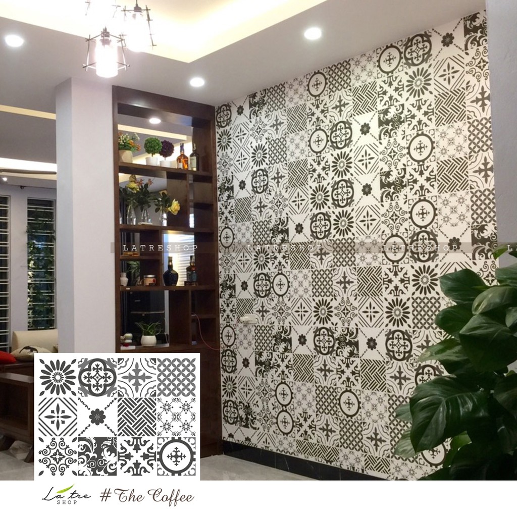 [MUA 5 TẶNG 1] Decal dán bếp Decan dán tường Decal chống nước dán kính,nhà tắm - Decal gạch bông loại 1- The coffee 0008