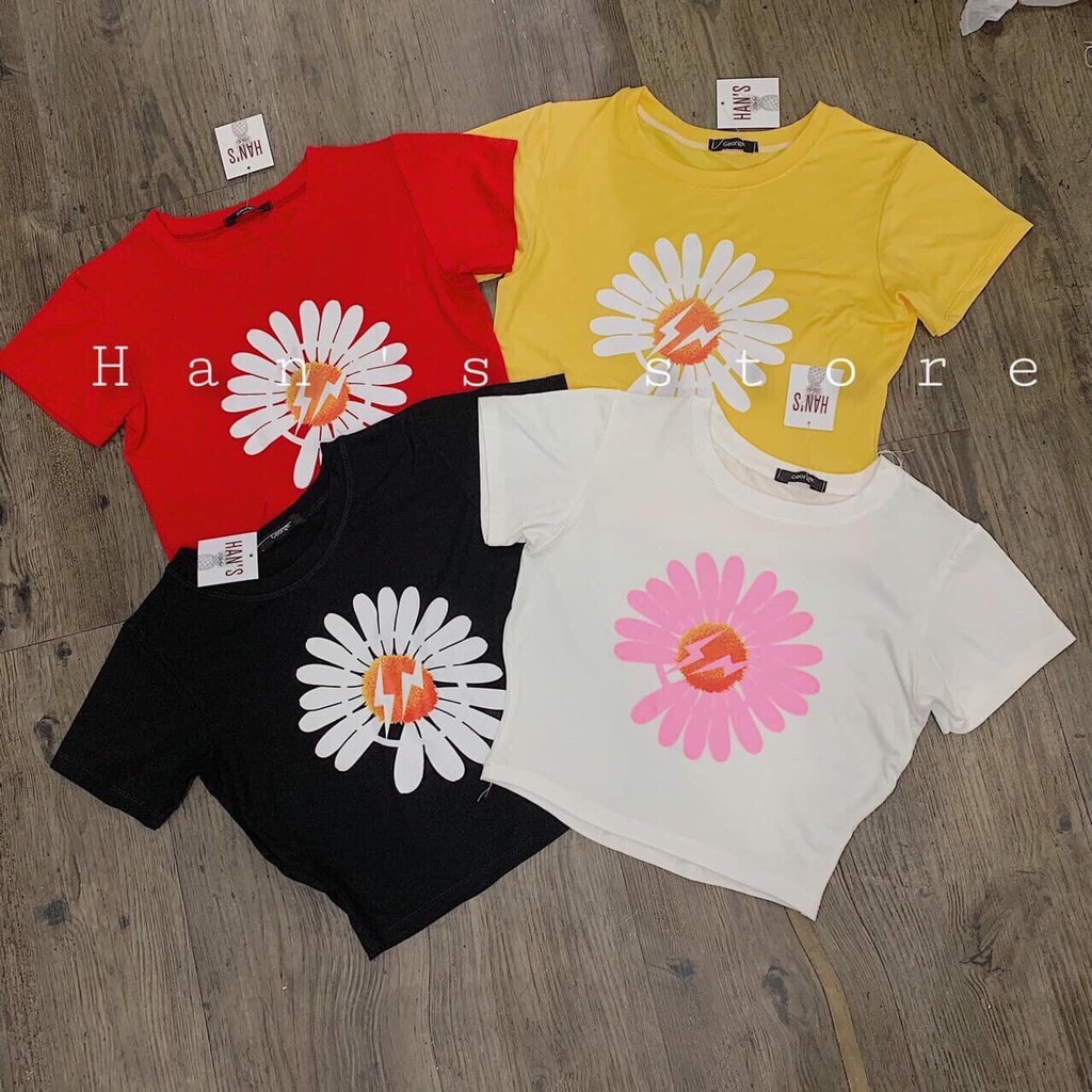 Áo Croptop Bông Cúc Lớn Chất Thun Mềm Mại