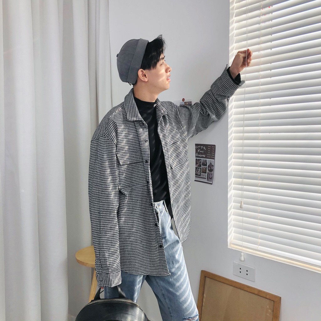 Áo sơ mi nam nữ dạ kẻ  - Áo dài tay cổ bẻ chất dạ kẻ City Cycle Local Brand | BigBuy360 - bigbuy360.vn