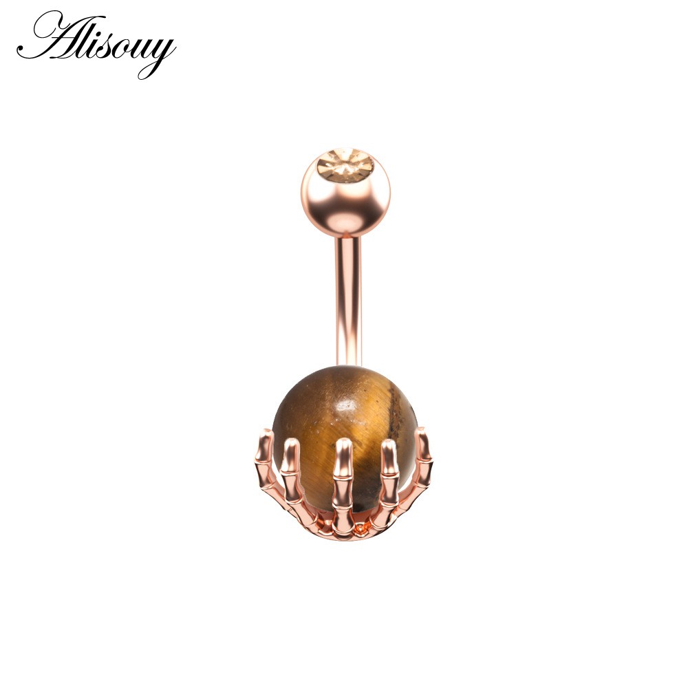 Alisouy 1 Khuyên Rốn 14g Bằng Thép Đính Đá zircon Hình Móng Vuốt Cho Nữ