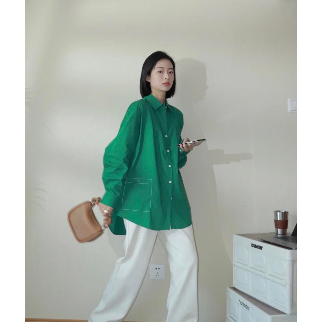 [Mã SKAMFSW175 giảm 10K đơn 50K] Áo sơ mi thô đuôi tôm - Màu trơn