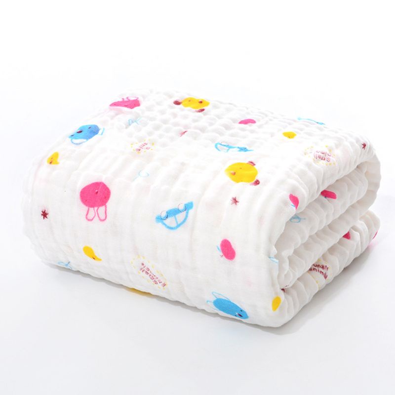 Khăn Cotton Quấn Em Bé In Họa Tiết Hoạt Hình Dễ Thương