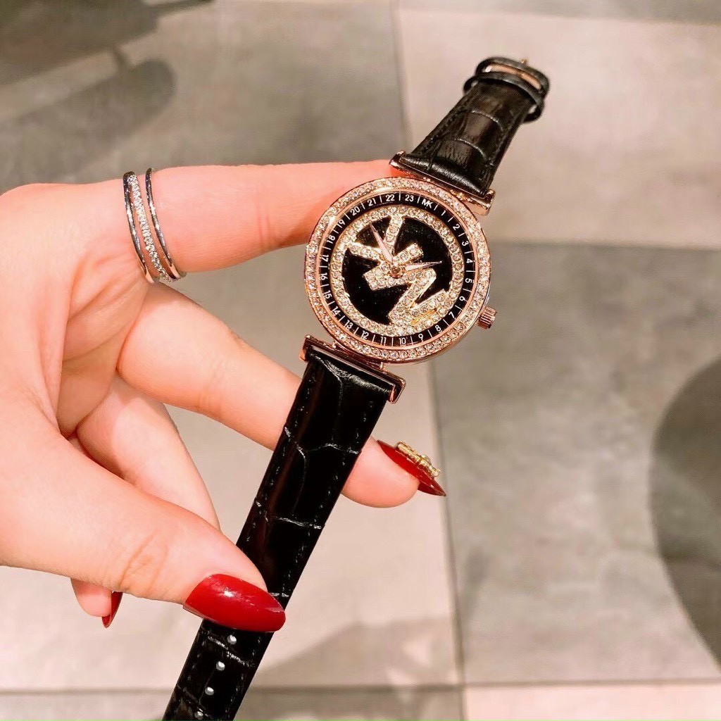 Đồng hồ MK nữ Authentic - Đồng hồ nữ Michael Kors mặt xoay đính đá, dây da, đủ màu | BigBuy360 - bigbuy360.vn