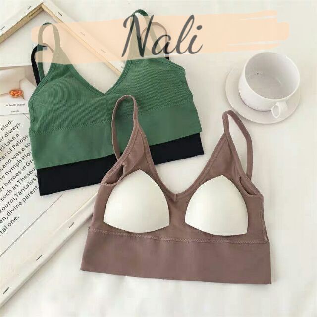 Áo bra thun len tăm, áo bra hở vai khoét lưng chữ u tập gym yoga NL016 | BigBuy360 - bigbuy360.vn