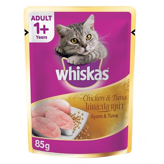 Pate cho mèo Whiskas dạng gói - Pate Whiskas cho mèo con và mèo lớn các vị