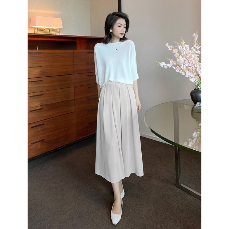 Chân váy dài chữ A Midi công sở xòe qua gối có BIGSIZE chun sau phong cách sang trọng trẻ trung đi làm đi chơi CV45