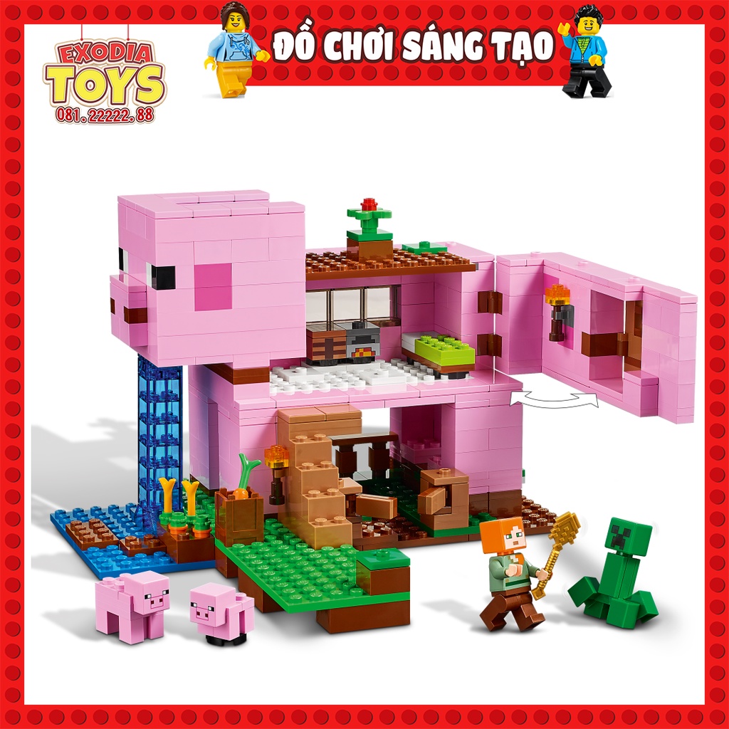 Xếp hình Minecraft Ngôi Nhà Heo : The Pig House - Đồ Chơi Lắp Ghép Sáng Tạo - BRICK 841 Ideas 21170