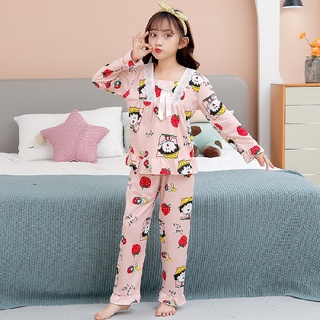 Bộ Đồ Ngủ Pijama Dài Tay Họa Tiết Dễ Thương Cho Nữ