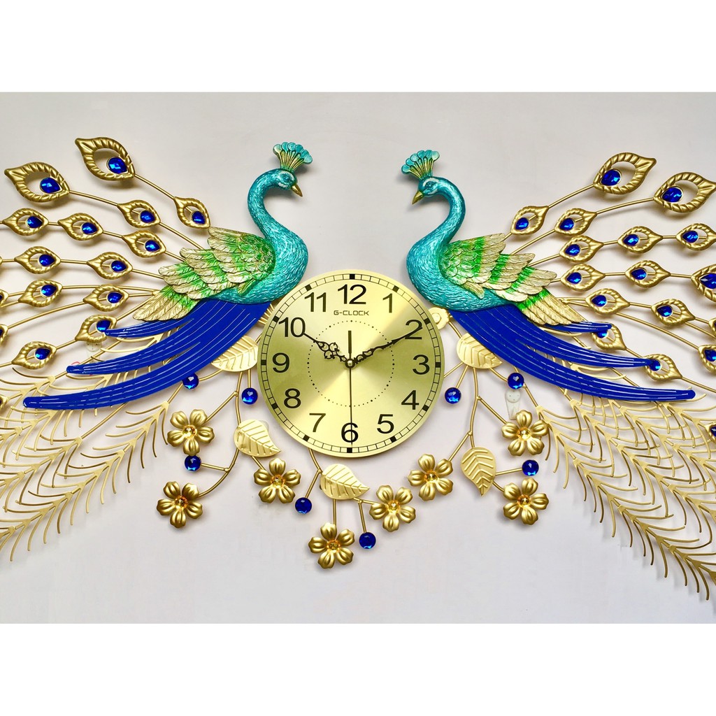 Đồng hồ treo tường con chim công khổng tước hàng Việt Nam chính hãng trang trí đẹp D2007