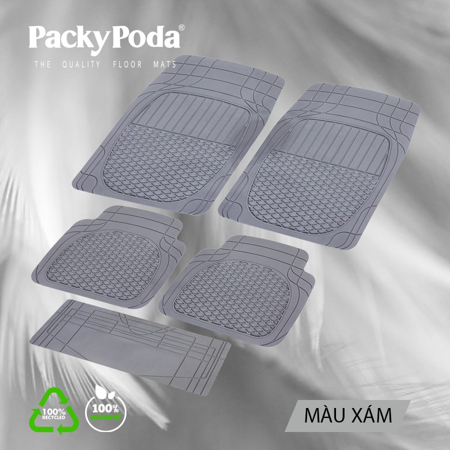 [Mã BMBAU300 giảm 10% đơn 499K] Bộ Thảm Lót Sàn Ô Tô PACKY PODA 8255 Màu Đen 4 Chỗ - Nhập Khẩu Chính Hãng