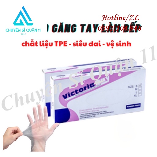 Hộp 100 găng tay Victoria Bay chất liệu TPE chính hãng siêu dai găng tay cao su rửa bát làm bếp vệ sinh GD569-GangCS