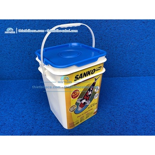 [HÀNG DATE MỚI] Thùng thức ăn,thùng nắp nhựa đựng cám Sanko -thùng cám 5kg , 8kg size S 2-3mm, M 3-4mm,L 4-5mm