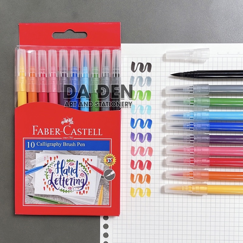 [Mã LIFEXANH03 giảm 10% đơn 500K] [DA ĐEN] Bút Thư Pháp Calligraphy Faber Castell 10/12 Màu