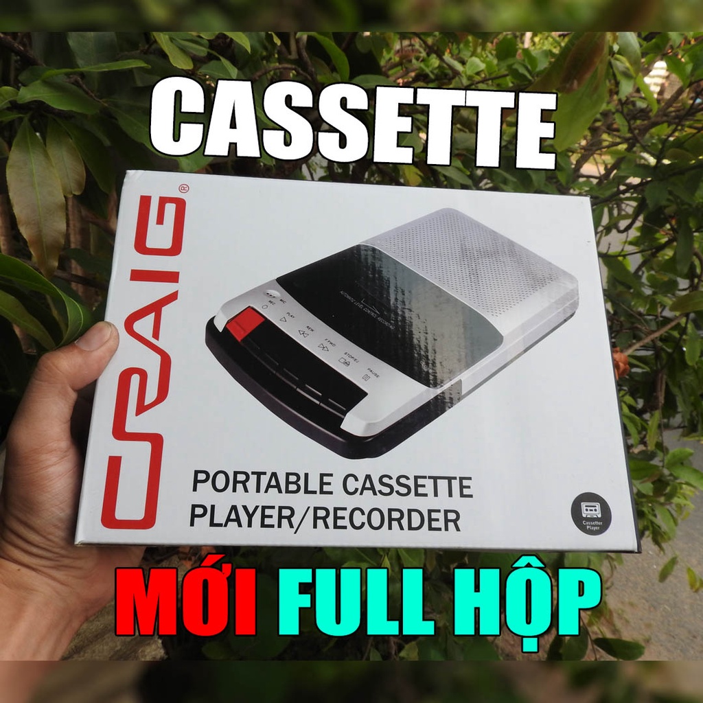 Máy nghe nhạc Cassette CRAIG CS2303 thương hiệu Mỹ mới nguyên hộp loa ngoài máy xách tay để bàn