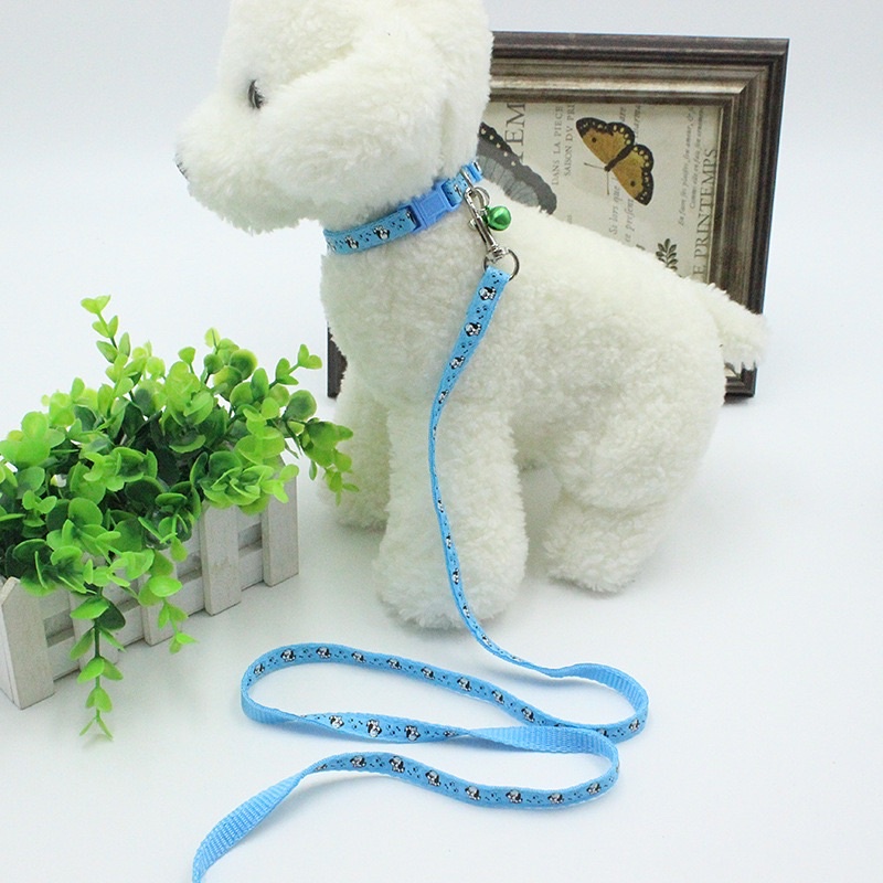 Set dây dắt chó mèo đi dạo, dây vòng cổ, dây yếm (màu ngẫu nhiên)