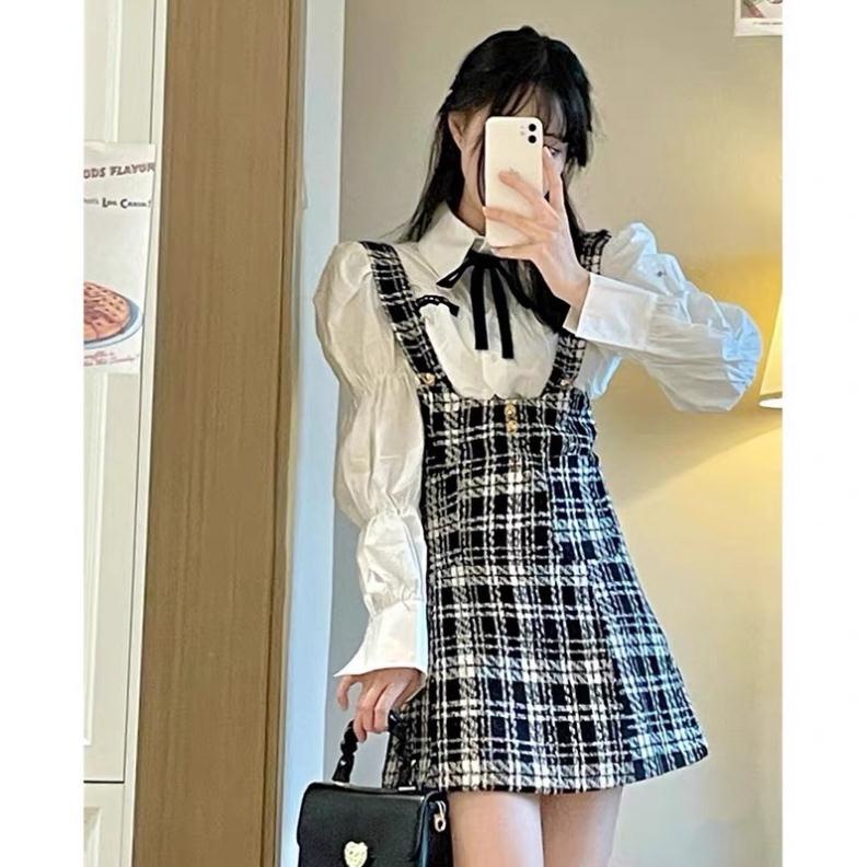 [ẢNH THẬT 100%] SET SƠ MI TAY BỒNG MIX YẾM DẠ TWEET SIÊU XINH