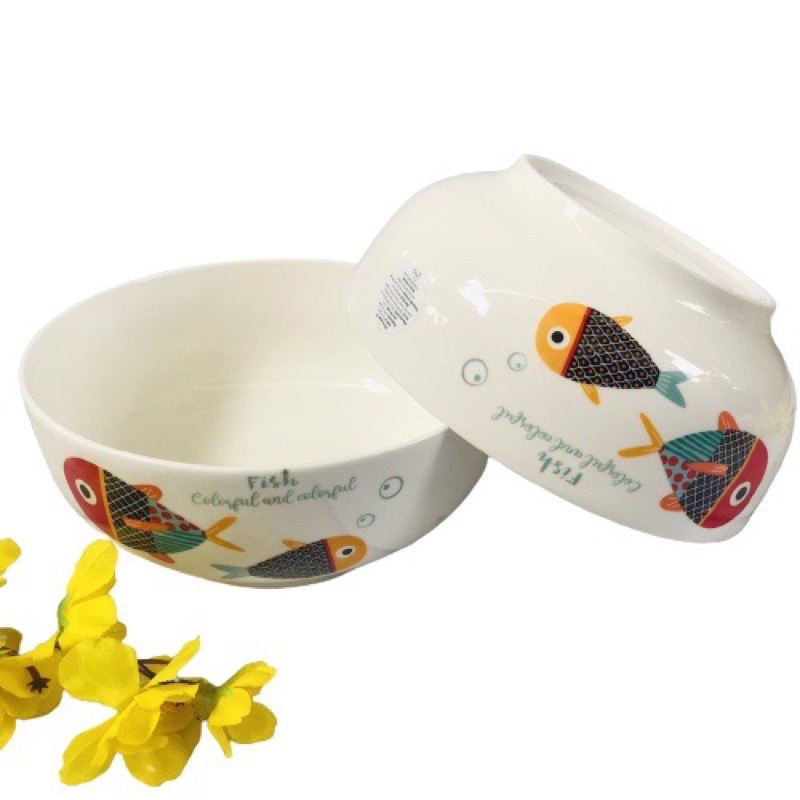 Bộ 2 Tô Sứ Hoa Văn Ngẫu Nhiên - 7inch 18cm - Kiểu Nhật - Tráng Men Cao Cấp