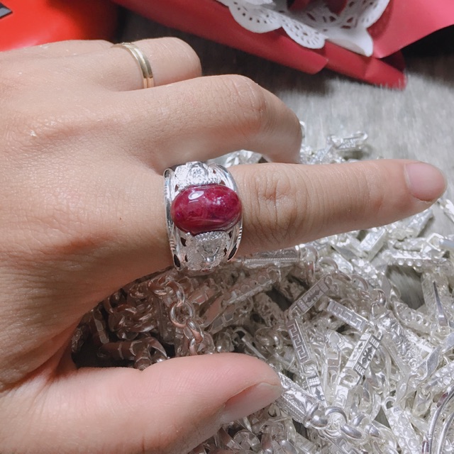 Nhẫn nam bạc ngọc ruby