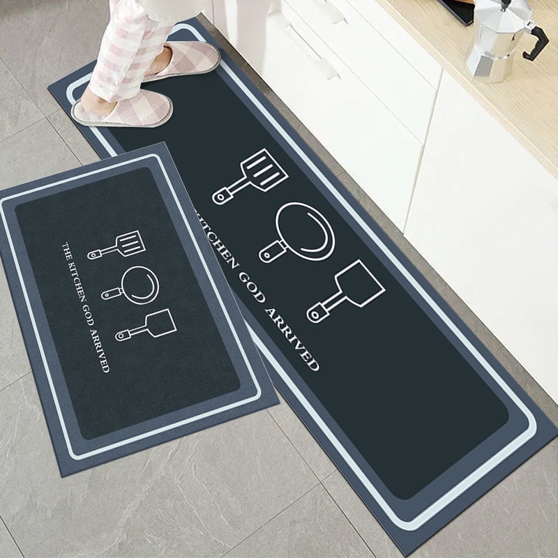 Thảm Chùi Chân Chống Trượt Thấm Hút Dầu Mỡ Thiết Kế Đơn Giản Cho Nhà Bếp