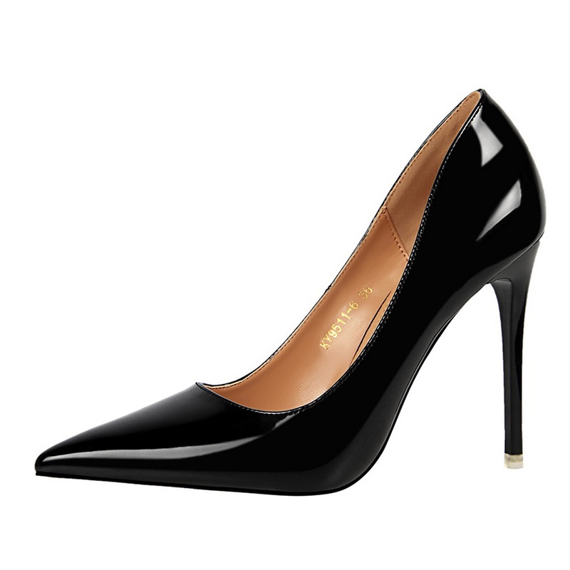 Giày cao gót BIGTREE 9511-6 loại 10.5cm mũi nhọn da bóng cỡ lớn thời trang