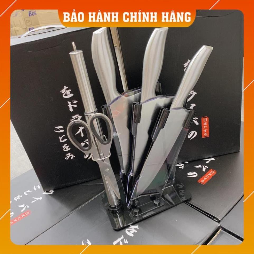 BỘ DAO THÉP KHÔNG GỈ LIỀN CÁN - BỘ DAO 5 MÓN NHẬT BẢN CAO CẤP - CHÍNH HĂNG - SEKI