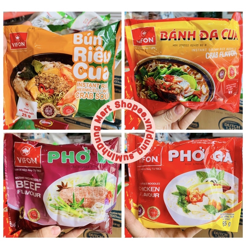 Bún riêu cua/bánh đa cua/phở bò/phở gà VIFON