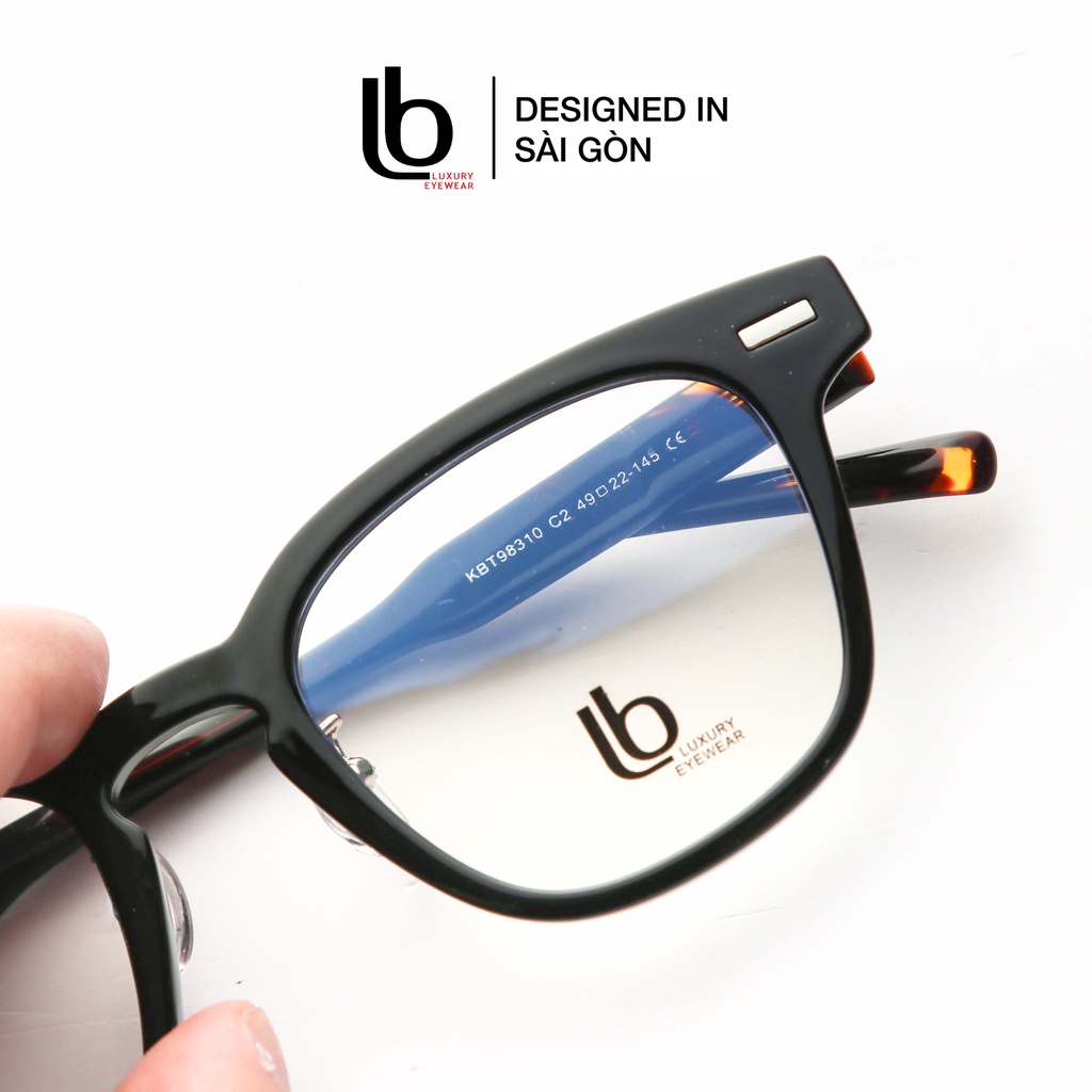 Gọng kính cận LB Luxury Eyewear  LBE KBT 98 310 Nhựa dáng Bầu Vuông nam nữ - đồi mồi, ghi, trong suốt, đen