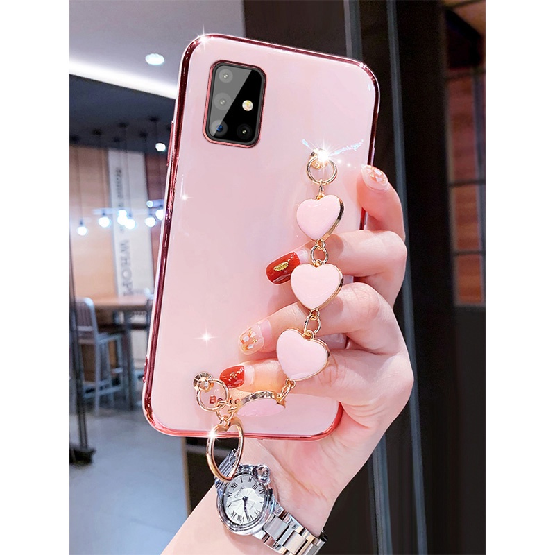 Ốp Điện Thoại Kết Cấu Sang Trọng Có Vòng Tay Trái Tim Cho samsung A50 A70 A51 A71 A31 A32 A52 A72 A30 A20 4g