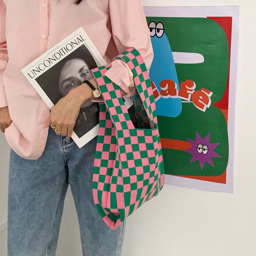 ENVIROSAX Túi Xách Nữ Cỡ Lớn Họa Tiết Caro Thời Trang