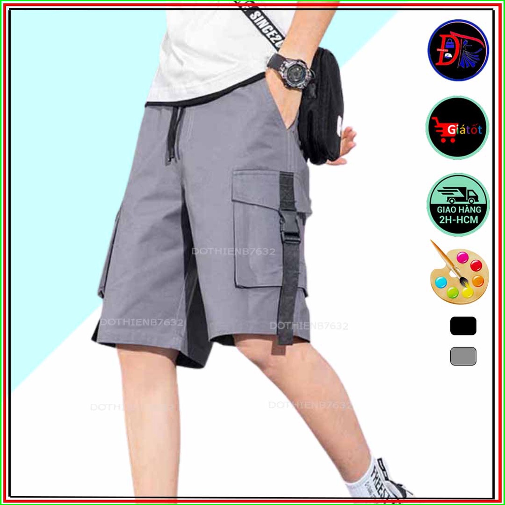 QUẦN SHORT NAM NỮ PHONG CÁCH ⚡️ VIDEO + ẢNH CHỤP THẬT ⚡️ Quân sọt đùi túi hộp 2 bên phối khóa nút gài vải mềm mịn