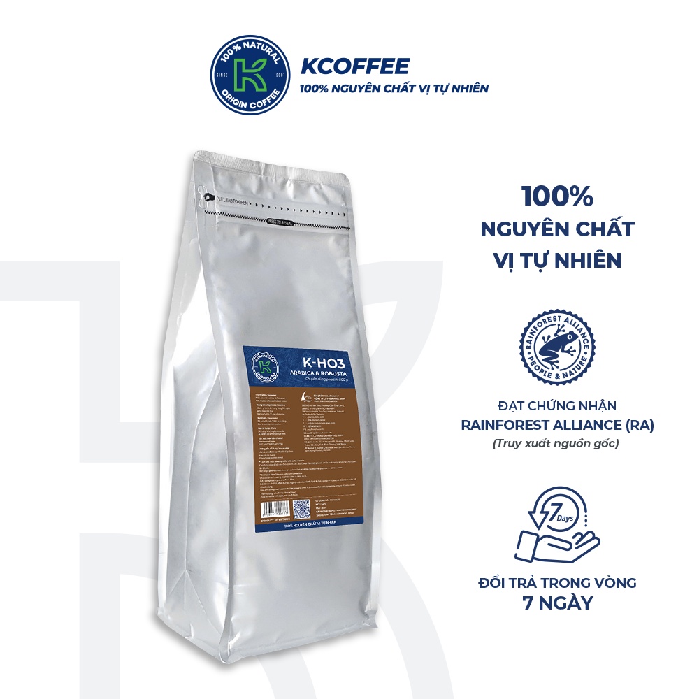 Cà phê nguyên chất xuất khẩu KHO3 500g thương hiệu KCOFFEE