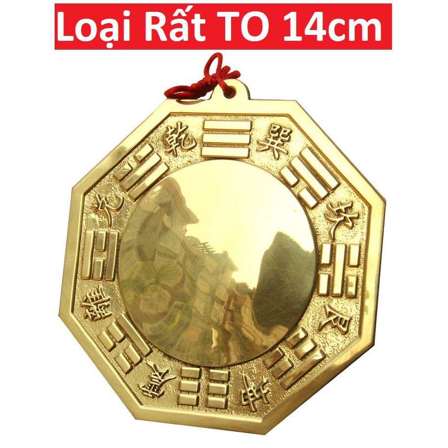 Gương Bát Quái Lồi Âm Dương Hóa Giả Sát Khí - Cỡ Rất TO 14cm - Bằng Đồng Nguyên Chất - Tiên Thiên Bát Quái