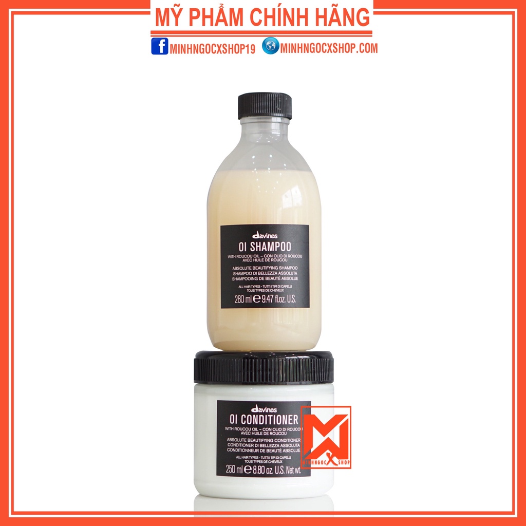 Dầu gội xả hoàn mỹ cho mọi loại tóc DAVINES OI 250 + 280ml chính hãng