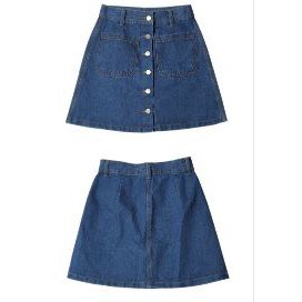 Chân váy jean cúc trước