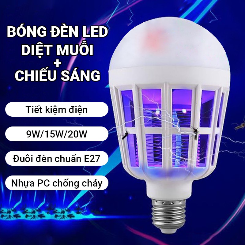 Bóng đèn Led chiếu sáng kiêm đèn bắt muỗi và côn trùng 15W