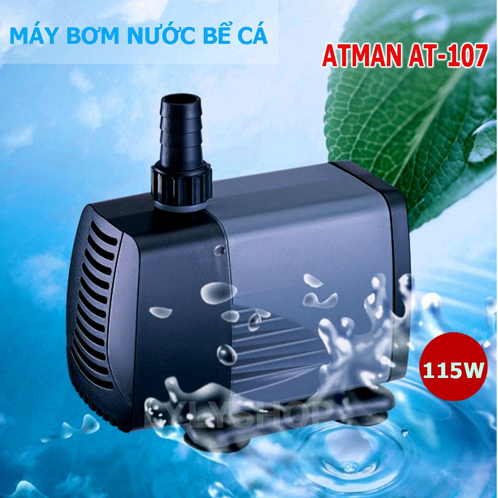 Máy bơm hồ cá tiết kiệm điện Atman AT-107S 72W, 4000l/h loại tốt - Hàng mới nhất 2017, BH uy tín ( Đen)