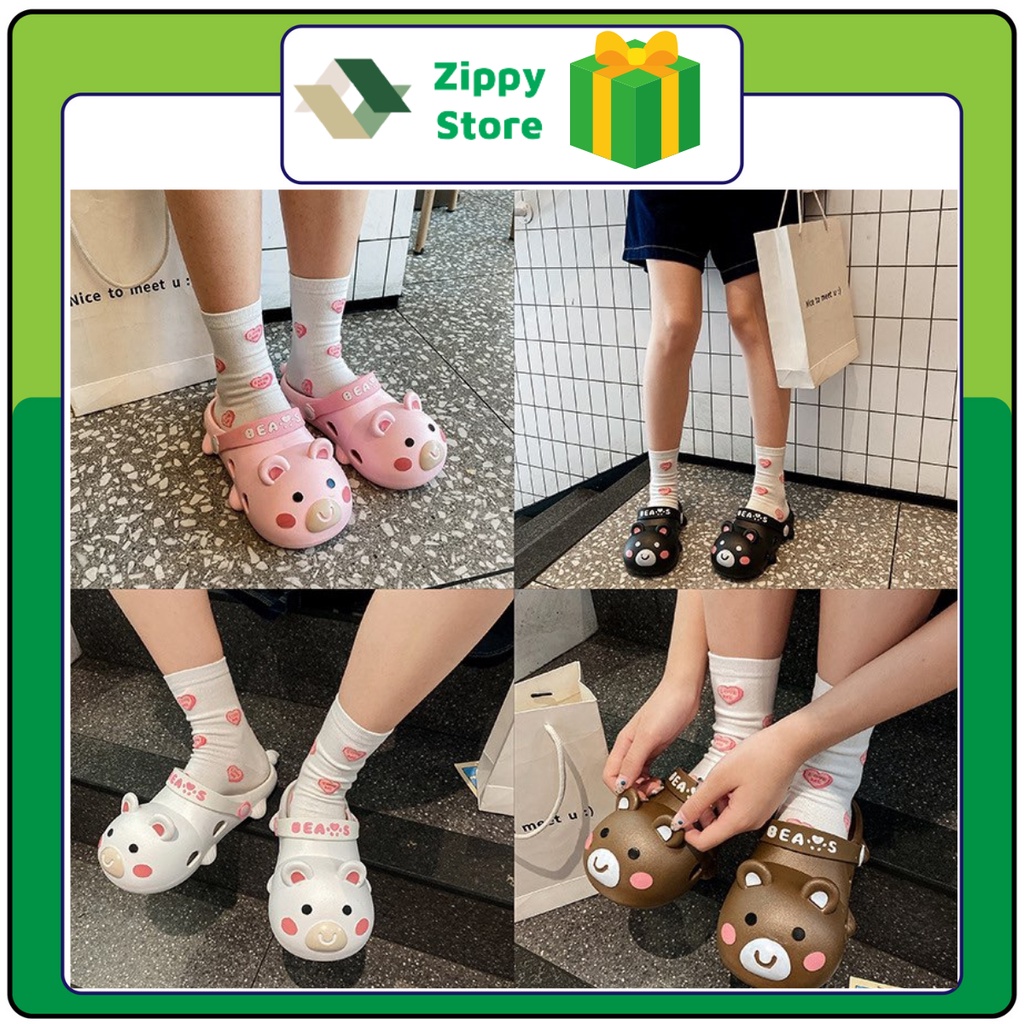 Dép sục đi trong nhà hình thú quai ngang dễ thương BINNIECUTE dạo phố, văn phòng, đi biển, du lịch