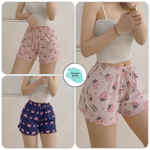 Quần Đùi Nữ Mặc Nhà Kitty ⚡ Casper.Store | FREESHIP | ⚡ Quần shorts nữ mặc nhà chất thun, họa tiết cute hết nấc