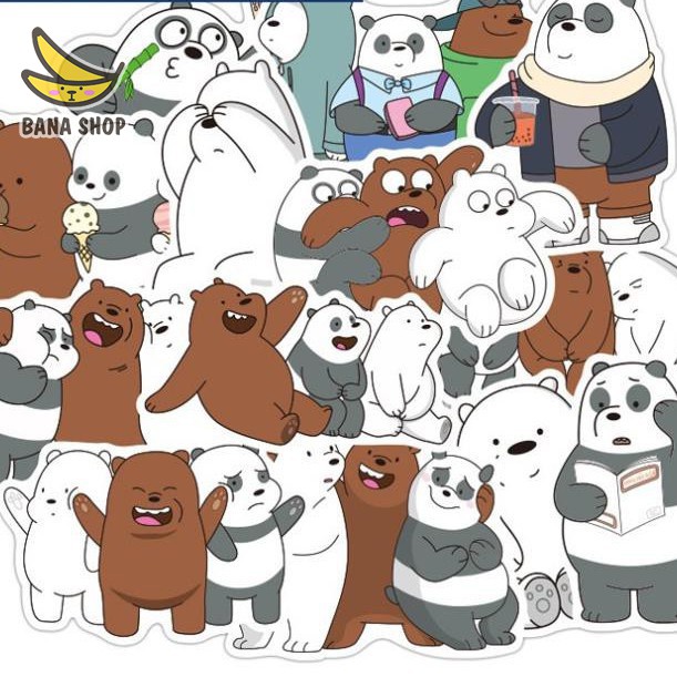 Set 36 sticker We Bare Bears (Chúng tôi đơn giản là Gấu)