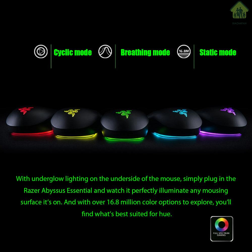 XF Razer Abyssus Essential Optical Gaming Mouse w/True 7200 DPI Optical Sensor/3 Hyperesponse Buttons Powered by Razer Chroma Ambidextrous Ergonomic Wired Computer Mice for Windows PC Gamers