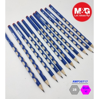 12 cây bút chì gỗ định vi siêu hót dành cho bé bắt đầu cầm bút viết 2B AWP30717 an toàn chất lượng của thương hiệu M&G