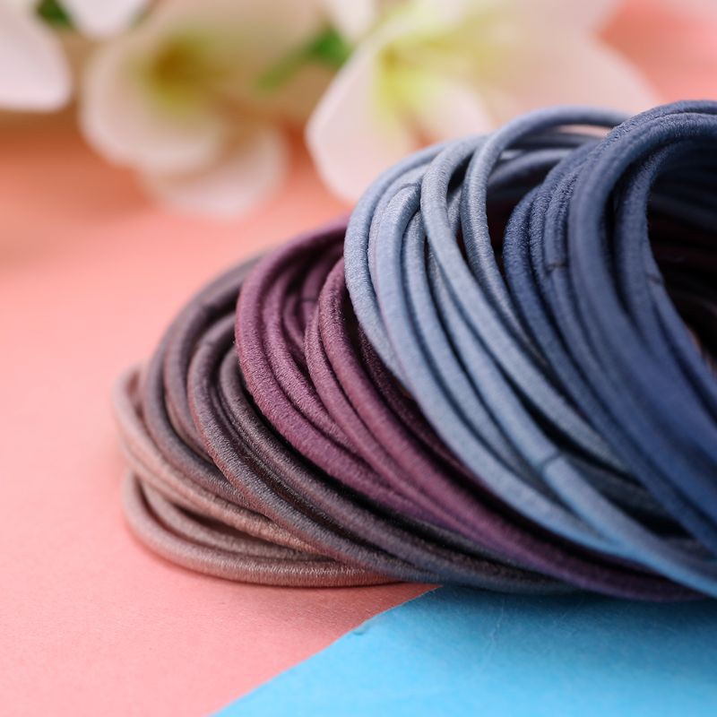 20/ 50/ 100 Dây thun buộc tóc 5cm màu trơn phong cách Hàn Quốc cho nữ