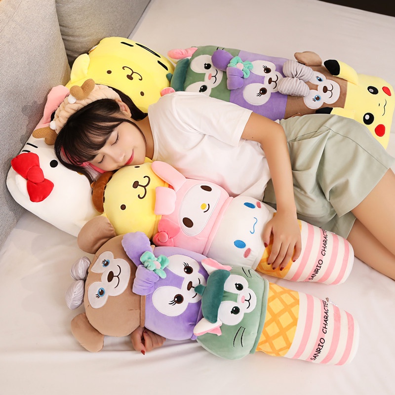 SANRIO Gối Ôm Nhồi Bông Dài 70CM Hình Mèo Hello Kitty Kuromi Cinnamon Stella Duffy Nhật Bản Đáng Yêu