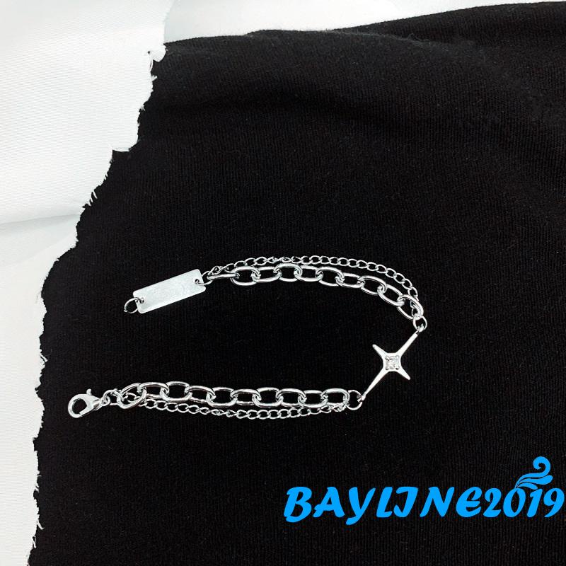 Vòng tay chữ thập đính đá phong cách hip hop thời trang cá tính có thể điều chỉnh kích cỡ