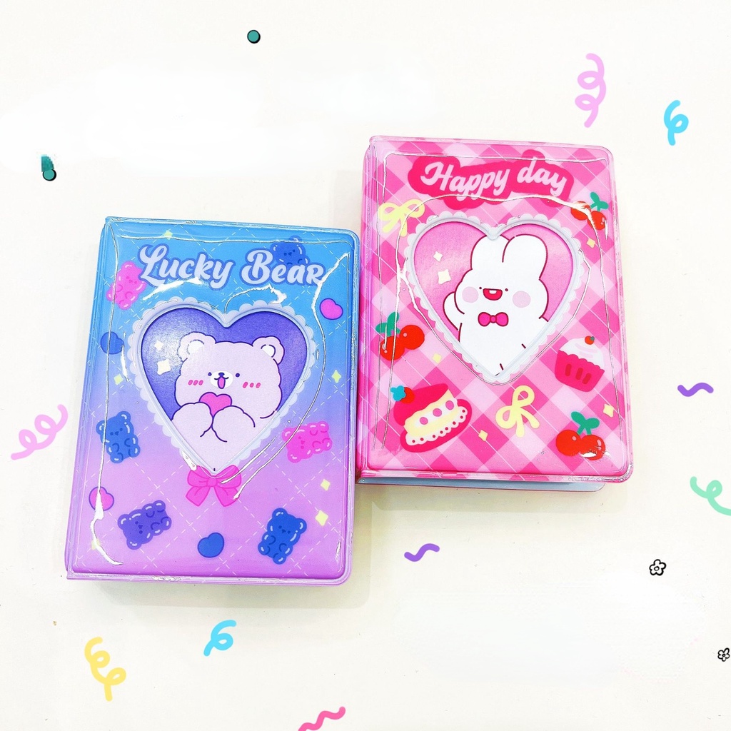 Album Ảnh 3 Inch Hình Gấu Dễ Thương Kèm 20 Túi Đựng Chất Liệu PVC
