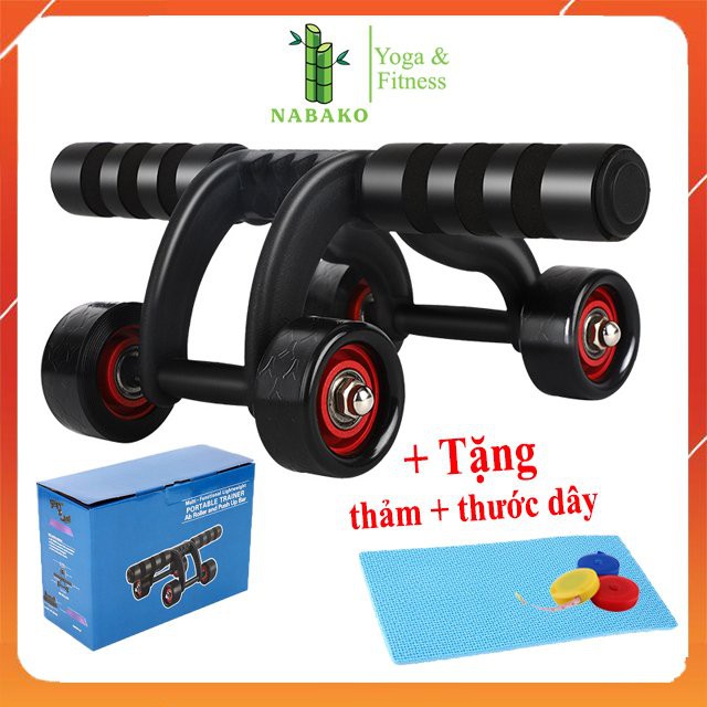 [TẶNG THẢM] Con Lăn Tập Bụng 4 Bánh Đa Năng Tại Nhà Giúp Tăng Cơ Cùng Con Lăng Dụng Cụ Tập Cơ Bụng Cho Nam Nữ .atruong