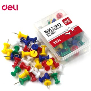 Đinh ghim giấy Deli - Đinh mũ nhựa 0021 và mũ inox 0022