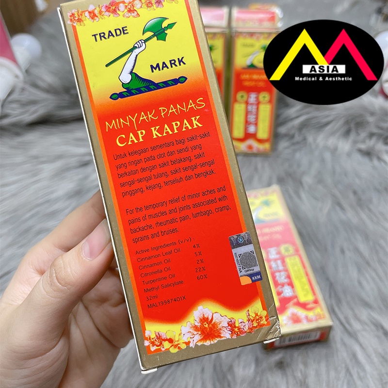 Dầu nóng Hồng Hoa hiệu cây búa , dầu gió giảm đau cơ lưng thấp khớp chuột rút bong gân bầm tím massage singapore 32ml