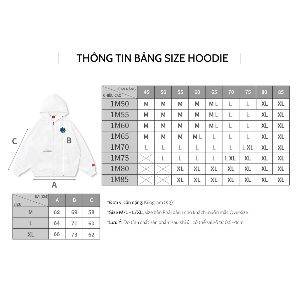 Áo Hoodie Zipper SLY Flora White