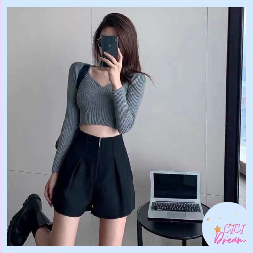 QUẦN SHORT NỮ khoá trước siêu Hot, Quần đùi nữ khoá trước siêu đẹp chất tuyết mưa kiểu dáng Hàn Quốc sang chảnh 3 màu